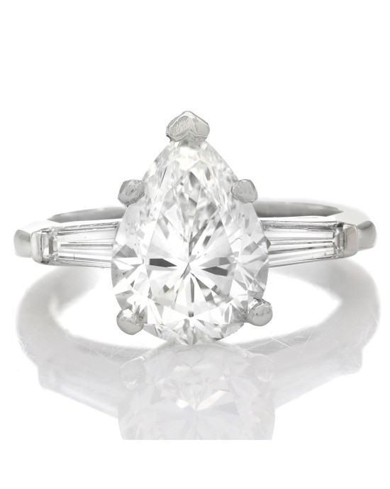 GIA Certified Pear Cut Diamond Solitaire Ring in Platinum